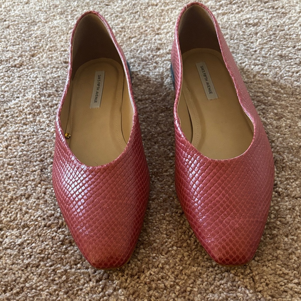 Saks Fifth Avenue Pink Textured Flats
